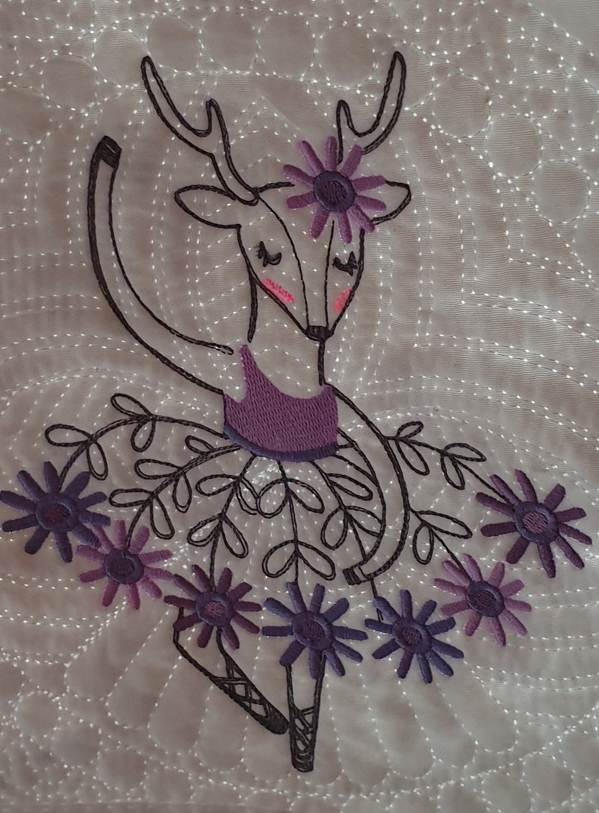 Embroidered quilt, ballet animals