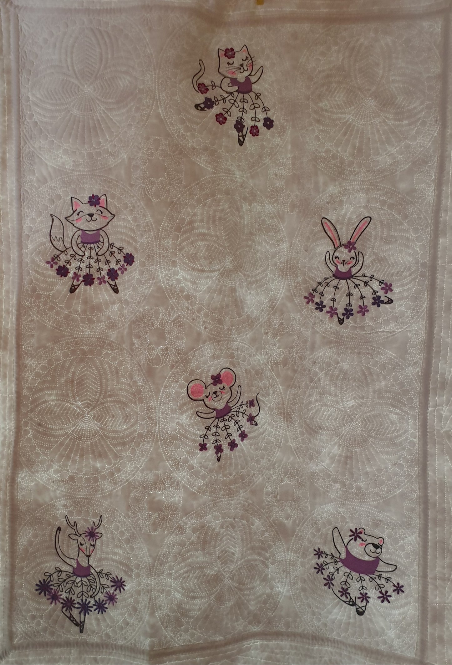 Embroidered quilt, ballet animals