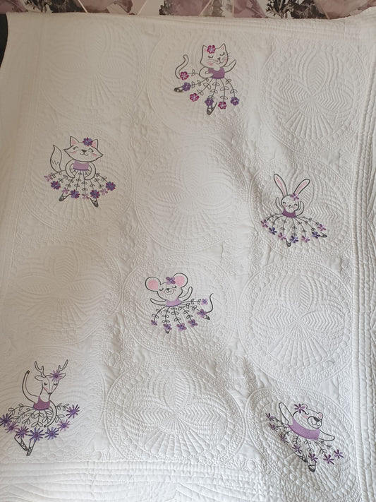 Embroidered quilt, ballet animals