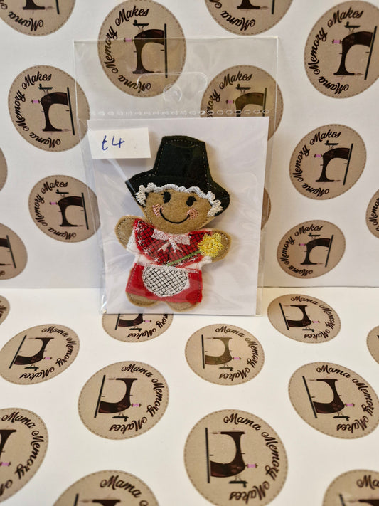 Gingerbread pin badge, welsh lady