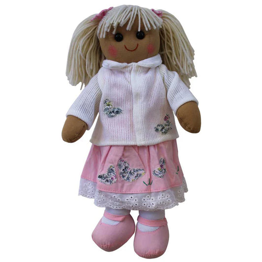 rag doll with knitted cardigan