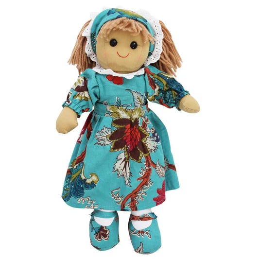 teal exotic flower rag doll